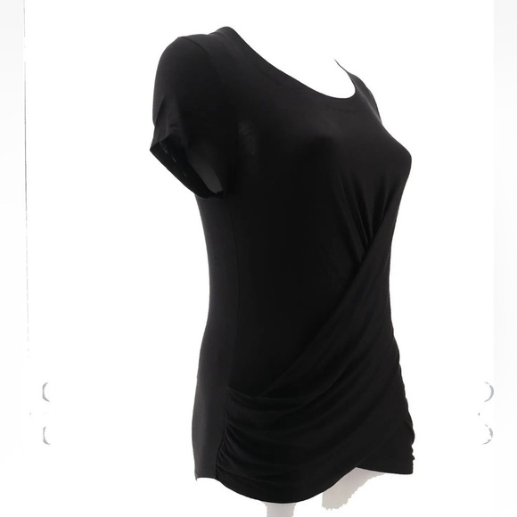 NWOT Skinnygirl Hannah Drape Front Short Sleeve Tee Medium BLACK - Picture 10 of 16